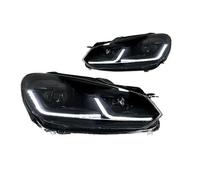 Msisuhoa Ensemble Phares Pour VW Pour Golf 6 R20 MK6 2009-2012 Phares Dernier Style LED Feux De Jour Double Projecteur Accessoires Voiture Pièces D'auto Modifiées(RHD,Black Set)