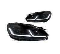 Msisuhoa Ensemble Phares Pour VW Pour Golf 6 R20 MK6 2009-2012 Phares Dernier Style LED Feux De Jour Double Projecteur Accessoires Voiture Pièces D'auto Modifiées(LHD,Black Set)