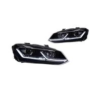 Msisuhoa Ensemble Phares Pour VW Pour Polo 2011-2018 Phare LED Phares DRL Clignotant Feux De Route Ange Oeil Projecteur Lentille Lampe Frontale(LHD,Silver)