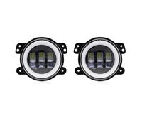 Msisuhoa Pour Jeep Pour Wrangler JK TJ LJ Pour Grand Pour Cherokee 60W 4 Pouces LED Feux De Brouillard Avec Anneau Halo Blanc DRL Clignotant Ambre Lampe Feu Anti-Brouillard Avant(2pcs1)