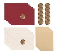 Msiud 40 Pièces Papier Lettres Vintage A5 Kraft Enveloppes Sceaux Cire