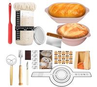 Msiud Banneton Pour Pain, Kit Boulangerie Levain 18 Pièces Les Bannetons en Silicone, 2 Corbeille a Pain set en Ovale et Rond Panier Fermentation Pain set Adapté aux DéButants et Professionnels