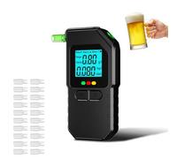 Msiud Ethylotest Electronique avec Mémoire 100 Tests, Alcotest Numerique Haute Précision à Double Capteur, Nettoyage Auto Haute Température, 20 Embouts, Ecran LCD pour Fêtes Maison Voiture Voyage