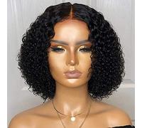 Msiud Perruque Femme Naturelle Brésilien Bou Noires Afro Kinky Curly De Cheveux Humain Avec Frange Sans Colle Curly Bob Wig With Bangs Human Hair Glueless Wig No Lace Courte Noir Naturel