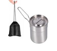 Msiud Pot de Camping en Acier Inoxydable 1 L, Casserole Randonnée Léger avec Poignée Pliable et Couvercle Ventilé Ustensile Cuisine Plein Air Trekking Survivalisme Voyage Bouilloire Compacte 313g
