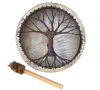 Msiud Tambour Chamanique, Shaman Instrument de Percussion, Tambour à Cadre Fait la Main Décoration Sonore Musicale Adapté aux Jouets éducatifs Fête des Amateurs Musique Spirituelle Musique (25cm