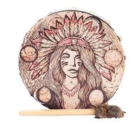 Msiud Tambour Chamanique, Son Profond et Chaleureux pour Méditation Rituels | Tambour Vegan avec Baguettes, Tambour à main avec Peau Synthétique Vintage, Tambour Shaman pour Relaxation et Cadeau Musicien