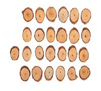 Msiud Tranches De Bois Pin Naturel,Cercles en Brut avec Écorce, Disques En Forme Ovale Non Finis écorce D'arbre, Cercles pour Les Arts L'Artisanat, Mariages Ornements Le Bricolage 25PCS
