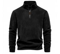 MSIYOW Pull Homme Polaire Hiver Chaud Sweatshirt Zippé Col Roulé Sweat Veste Manteau Automne Pull de Travail (XL, A Noir)