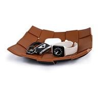 MSJGA Plateau de Valet en Cuir Synthétique pour Homme, Bol à Clés Portable pour Table d'Entrée, Table de Chevet, Plateau de Rangement EDC pour Portefeuille, Montre, Télécommande