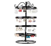 Mskidand 1 présentoir rotatif à quatre étages en fer forgé pour bijoux, boucles d'oreilles, bracelets, boucles d'oreilles, noir