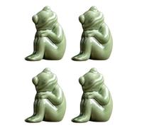 Mskidand 4 Pièces Ornements de Grenouille, Petite Grenouille en Céramique Table à Thé Décorative Bureau Thé Faveur Thé Joueur Décorations Mobilier,B