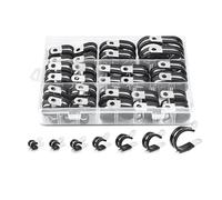 Mskidand Assortiment de 60 colliers de serrage en acier inoxydable 304 en caoutchouc pour tuyaux de type R - 7 tailles