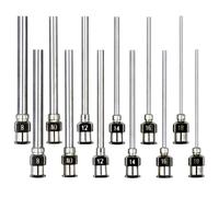 Mskidand Lot de 12 aiguilles de distribution de 5 cm en acier inoxydable Luer Lock à pointe émoussée de calibre 8, 10, 12, 14, 16, 18.