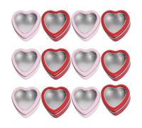 Mskidand Lot de 12 boîtes à bougies en métal en forme de cœur avec couvercle pour la fabrication de bougies de 56,7 g avec couvercles