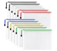 Mskidand Lot de 12 pochettes en maille à fermeture éclair pour documents - Format A4 - Pour fournitures de bureau