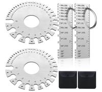 Mskidand Lot de 2 jauges d'épaisseur de tôle métallique avec jauge de fil ronde double face, ensemble de jauges de soudure en acier inoxydable