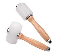Mskidand Lot de 2 marteaux de sculpture sur cuir, maillet en cuir, marteau en nylon avec manche en bois, outils en cuir pour le travail du cuir fait à la main