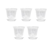 Mskidand Lot de 5 pots à orchidée avec trous en plastique transparent pour rempotage 17,8 cm