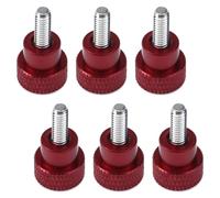 Mskidand Lot de 6 vis moletées à tête haute M4 x 10 mm en alliage d'aluminium rouge moleté à pointe plate