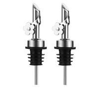 Mskidand Paquet de 2 Becs Verseurs D' en Acier Inoxydable, Verseurs de Bouteille de Remplacement, Bec D', Verseurs de Liqueur, Fonction de Retournement Automatique, Argent