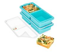 Mskidand Plateau de Congélation en Silicone avec Couvercle - Grand Plateau de 2 Tasses pour Congeler la Soupe, Les Ragoûts, Les Sauces - Passe au Four et au Lave-Vaisselle