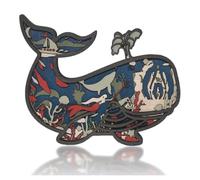 Mskidand Sculpture d'animaux en Bois 3D Art Décor Sculpture Murale Figurine Artisanat Océan Silhouette Ornement Art