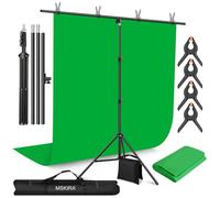MSKIRA Kit de toile de fond verte portable de 2,7 x 2,8 m avec toile de fond verte de 1,9 x 2,8 m, fond vert avec support pour photographie, streaming, zoom, jeux, réunions