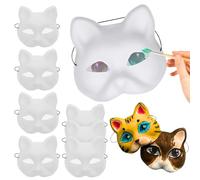 Mskmnkot 10 PCS Cat Mask to Peindre DIY Half Cover Mask Therian Mash Eye Mesh & Elastic Band PVC Animal Fox pour Halloween Cosplay Party Masquerade Therian