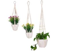 Mskmnkot Cintre de l'usine de Macrame, Hangage Plante Macrame 3pcs pour la Maison Balconie Coton Corde décorative tissée Pas jardinière, Fournitures Jardinage