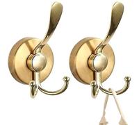 Mskmnkot Crochets à la ventouse en or pour douche, 2pcs Gold Assatic Crochets pour douche salle de bain à double serviette étanche double serviette, pour salles de bains