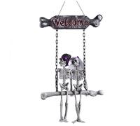 Mskmnkot Décorations de Porte d'halloween, Panneau de Porte d'horreur 16x35 Pouces et pignon la du crâne, Suspendu à la décoration Bienvenue 'Halloween pour Mur Avant