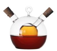 Mskmnkot Ensemble de distributeur d'huile et de vinaigre, jeu distributeur d'huile et vinaigre pour la cuisine 350 ml + 50 ml verre en verre 4x4, 5 pouces avec bouchon liège, accessoires cuisi