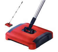 Mskmnkot Sweeper de Plancher, balayeur de Tapis Manuel avec 3 pinceaux roulants Grands déchets Bin 43 Pouces Nettoyer Sol détachable pour Les Roues débris poussière Poils pour Animaux compagn