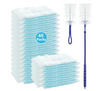 MSLHUB Swiffer Lot de 40 recharges d'attrape-poussière pour Swiffer Duster, plumeau avec 2 poignées, jetables, antistatiques, pour nettoyer les poils d'animaux, la poussière et la saleté