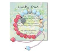 MSLSOZ Bracelet en pierre naturelle, bracelet porte-bonheur réglable avec breloque trèfle, cadeau d'anniversaire avec carte significative et boîte cadeau, joli cadeau pour fille, petite-fille, nièce