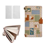 MSLSOZ Carnets de voyage vintage avec lanières, journal rechargeable avec trois inserts indépendants (blanc + quadrillé + ligné), avec pochette à fermeture éclair pour billets, 10,5*18 cm, carnet de