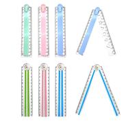 MSLSOZ Lot de 6 règles pliantes colorées, 30 cm, deux motifs, pour dessiner des motifs géométriques et mesurer les angles, règles en plastique transparent, pour l'école et le bureau (rose + bleu +