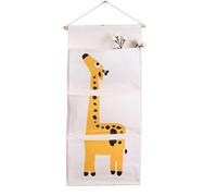 MSLSOZ Poches de rangement suspendues, joli motif girafe, rangement mural de 60 x 30 cm, trois poches, intérieur imperméable, organiseur à suspendre en lin, adapté pour l'organisateur de porte dans