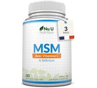 MSM avec Vitamine C et Sélénium - 180 Gélules Vegan - Méthylsulfonilméthane Haute Puissance - Fabriqué en Europe - Nu U Nutrition
