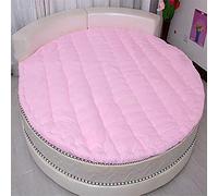 MSM Rond Matelas, Épaissir Matelasse Douceur Confortable Solid Color Chambre Salon Topper Matelas Futon Rouleau de lit-Rose Diamètre:220cm
