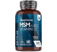 MSM Vitamine C 2400mg par Portion, 360 Comprimés Vegan 6 Mois d'Approvisionnement, Methylsulfonylmethane avec Acide Ascorbique (Vitamine C) en Comprimés Au Lieu de la MSM Poudre et Gélules