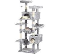 MSmask Grand Arbre à Chat XXL, 193 cm de Haut, Tour d'escalade Grande et Stable avec 2 Niches, 2 Plateformes, hamac, Multi-Niveaux, Arbre à Chat en Bois