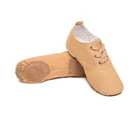 MSMAX Bottes de jazz pour filles, chaussures à lacets, baskets de danse pour garçon, Low Top Camel, 36 EU