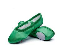 MSMAX Chaussons de danse en satin pour filles (tout-petit/petit enfant/grand enfant), Vert, 18 EU