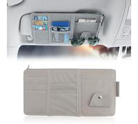 MSMDG Organiseur de Pare-Soleil de Voiture pour Suzuki Jimny JB64/JB74, Pochette de Rangement Intérieure en Cuir pour Voiture, Porte-Cartes,C/Grey