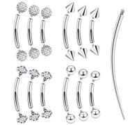 Msndnkwo Piercing de sourcil et de rook en acier chirurgical avec fil interne incurvé - Petit anneau de sourcil vertical pour labret lèvre oreille petit nombril pour homme et femme 16 g 6 mm/8 mm/10