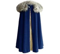 MSOrient Cape de Style Steampunk Victorien pour Homme en Laine - Cape médiévale - Costume de déguisement pour Jeu de rôle - Bleu - Small