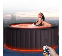 MSpa Aurora 204 x 204 x 70 cm - Jacuzzi Gonflable pour 6 Personnes avec 138 Jets de Massage, éclairage LED, désinfection UVC+, Fonction Auto-gonflage & Rhino Tech 6 Couches de matériau