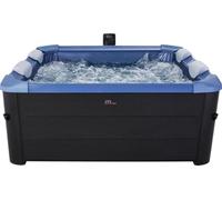 MSPA Oslo Saphire - 160 x 160 x 65 cm - Gonflable d'extérieur pour 6 Personnes avec 120 Jets de Massage, 8 Jets Hydro-Chauffage, Chauffage PTC, LED, désinfection à l'ozone et